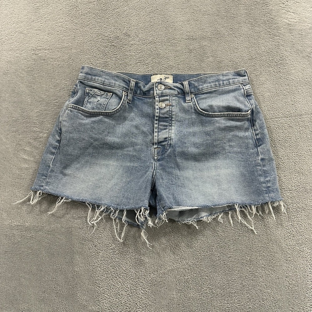 7 For All Mankind Denim Shorts Women 29 Jorts Blue Festival Jeans Y2K Boho